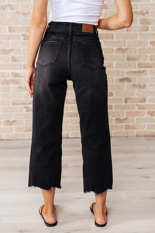 Denim Ryan High Rise Button Fly Wide Leg Crop Jeans