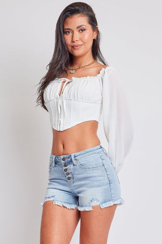 Women's Fray Hem Denim Short