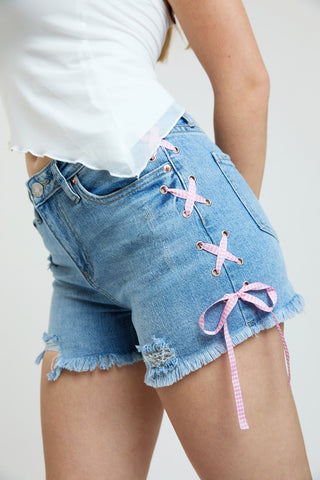 Shorts & Bermudas Women's Luxe High Rise Shorts with Lace Up Detail
