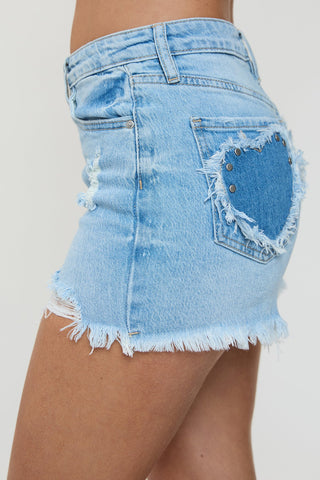 Shorts & Bermudas Women's Luxe Fray Hem Shorts with Studded Hearts