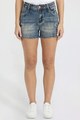 Women's Luxe Americana Star Patch Denim Shorts