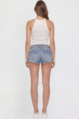 Women's Luxe Fray Hem Belted Shorts