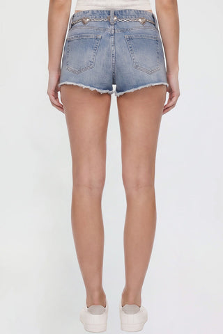 Women's Luxe Fray Hem Belted Shorts