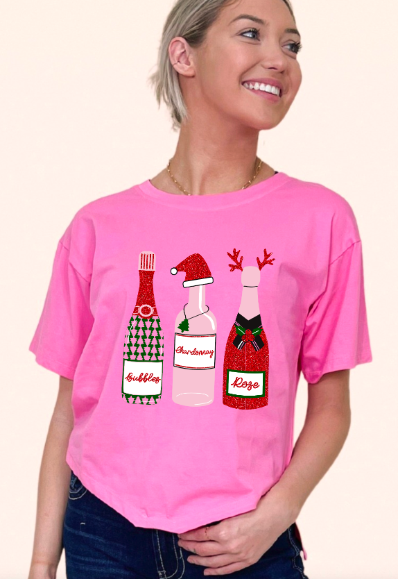 Shirts &amp; Tops Christmas Champagne Bottles Mom Crop