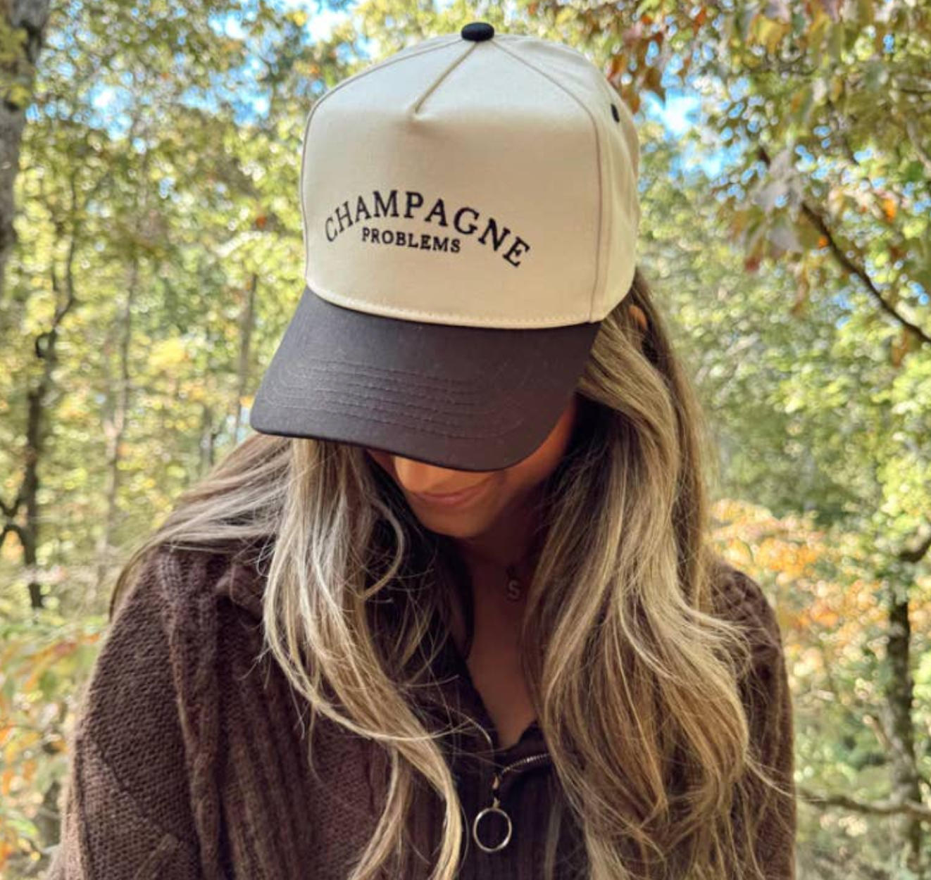 Champagne Problems - Black Vintage Trucker Hat