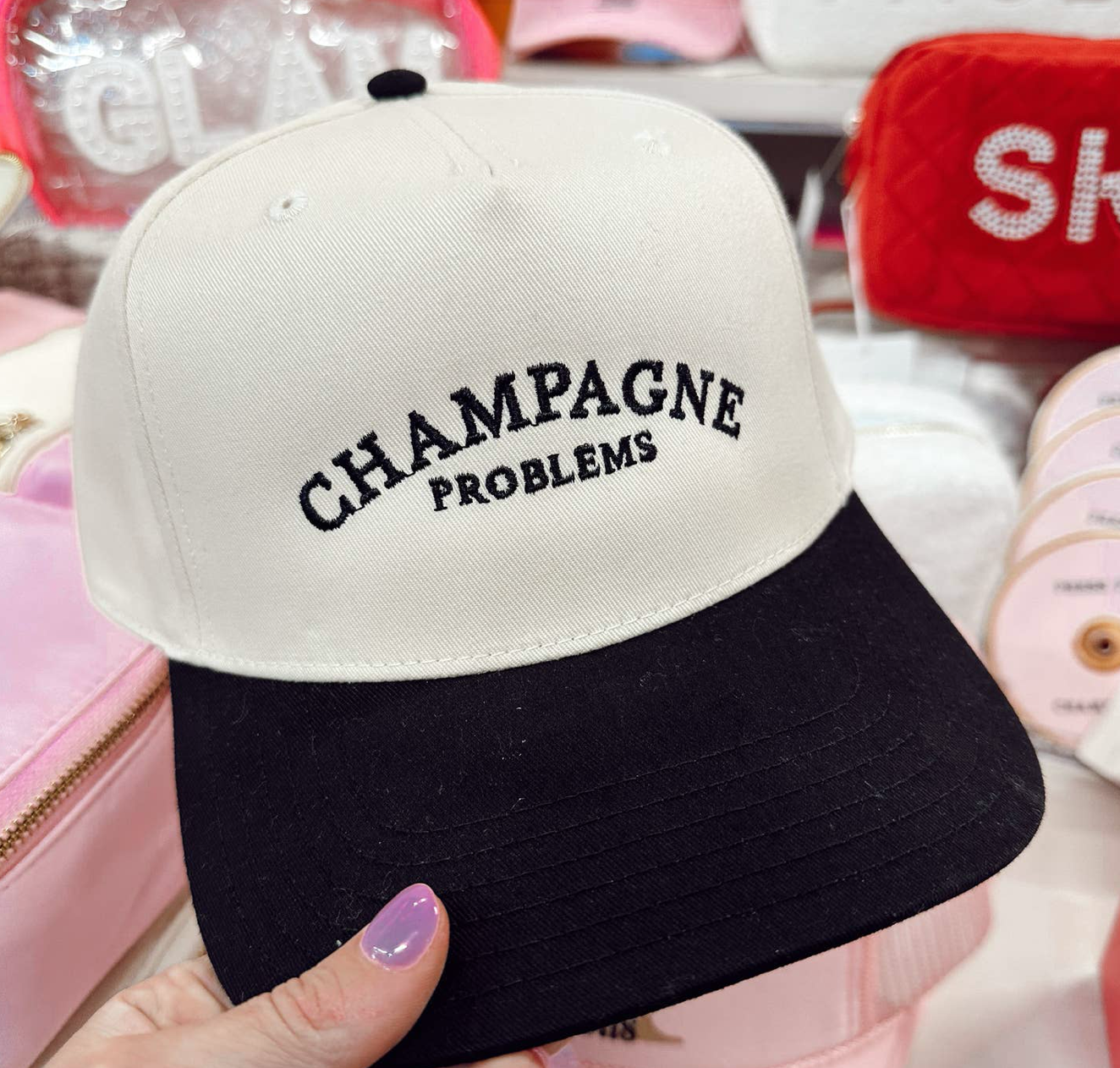 Champagne Problems - Black Vintage Trucker Hat