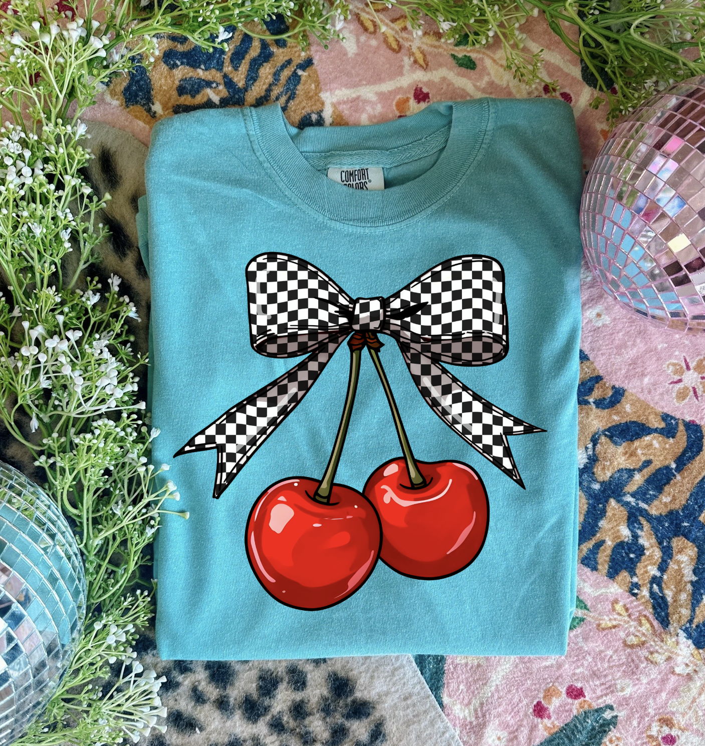 Plaid Cherries Graphic Tee