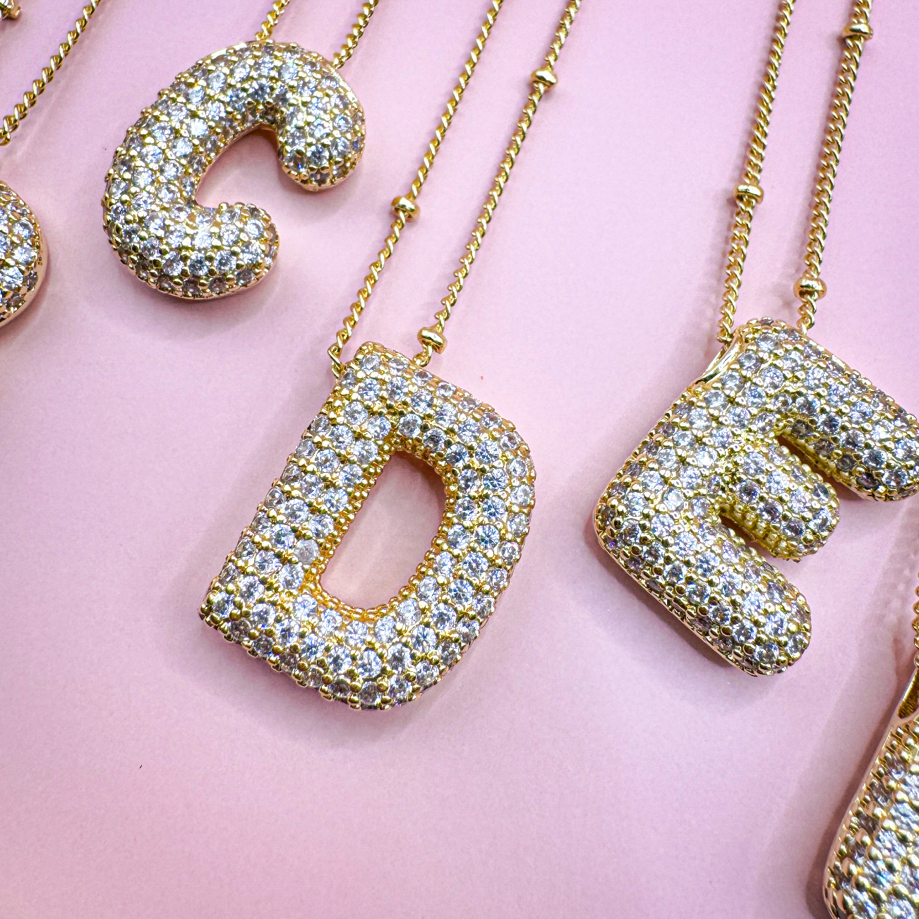 18K Gold Plated Bubble Initial Necklace