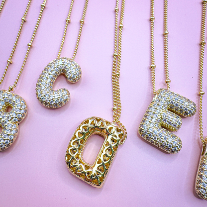18K Gold Plated Bubble Initial Necklace