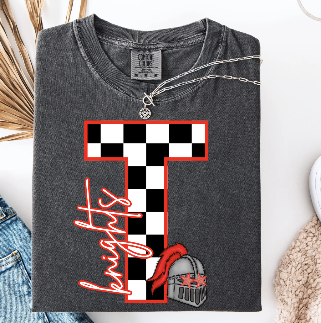 Block Letter Checker Graphic Tee