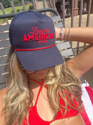 Hat Living the American Dream - Red and Navy Vintage Trucker Hat