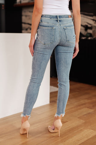 Denim Sherry Mid Rise Release Waistband Detail Skinny