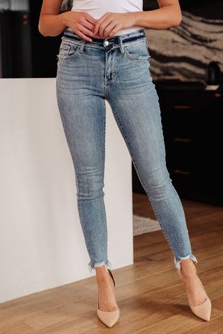 Denim Sherry Mid Rise Release Waistband Detail Skinny