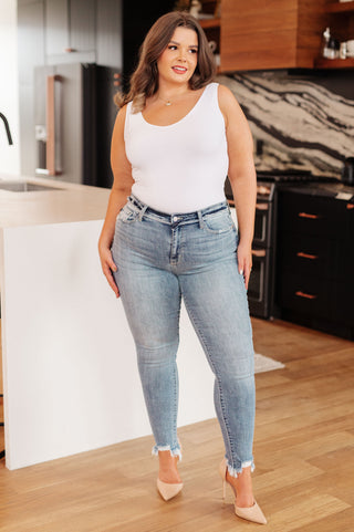 Denim Sherry Mid Rise Release Waistband Detail Skinny
