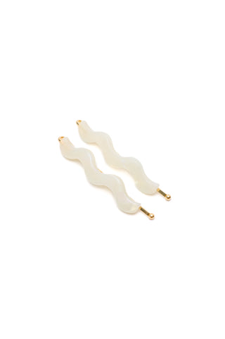Accessories Sleek Waves Hair Clip in White Tortoise
