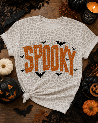 Spooky Cream Leopard Graphic Tee 2101