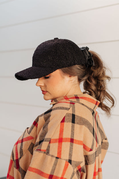 Accessories Lyla Sherpa Ball Cap in Black