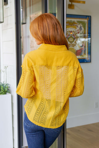Tops Sweeter Than Nectar Lace Button Down in Honey