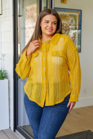 Tops Sweeter Than Nectar Lace Button Down in Honey