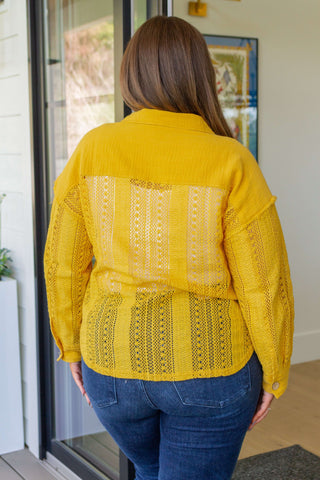 Tops Sweeter Than Nectar Lace Button Down in Honey