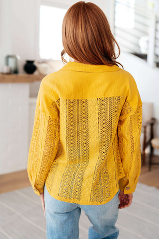 Tops Sweeter Than Nectar Lace Button Down in Honey