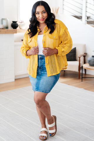 Tops Sweeter Than Nectar Lace Button Down in Honey