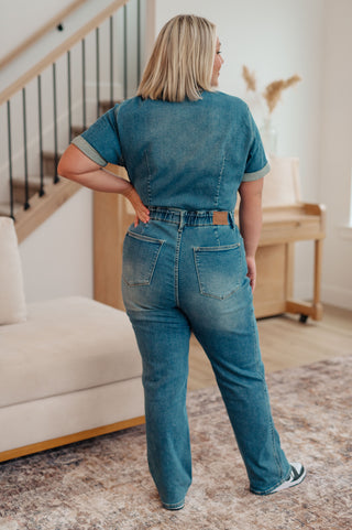 Denim Sylvia Short Sleeve Denim Jumpsuit