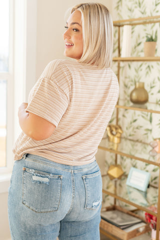 Tops Textured Boxy Top in Taupe