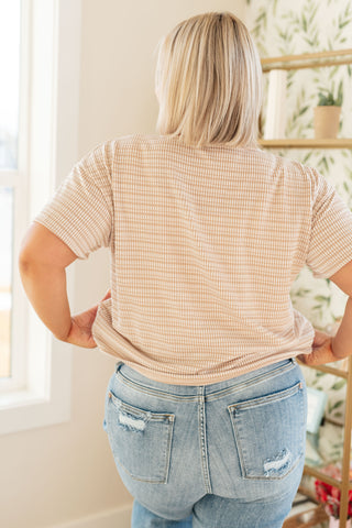 Tops Textured Boxy Top in Taupe