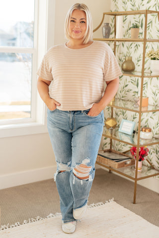 Tops Textured Boxy Top in Taupe