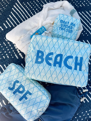 Makeup Bag SPF - Blue Palms Large Bag
