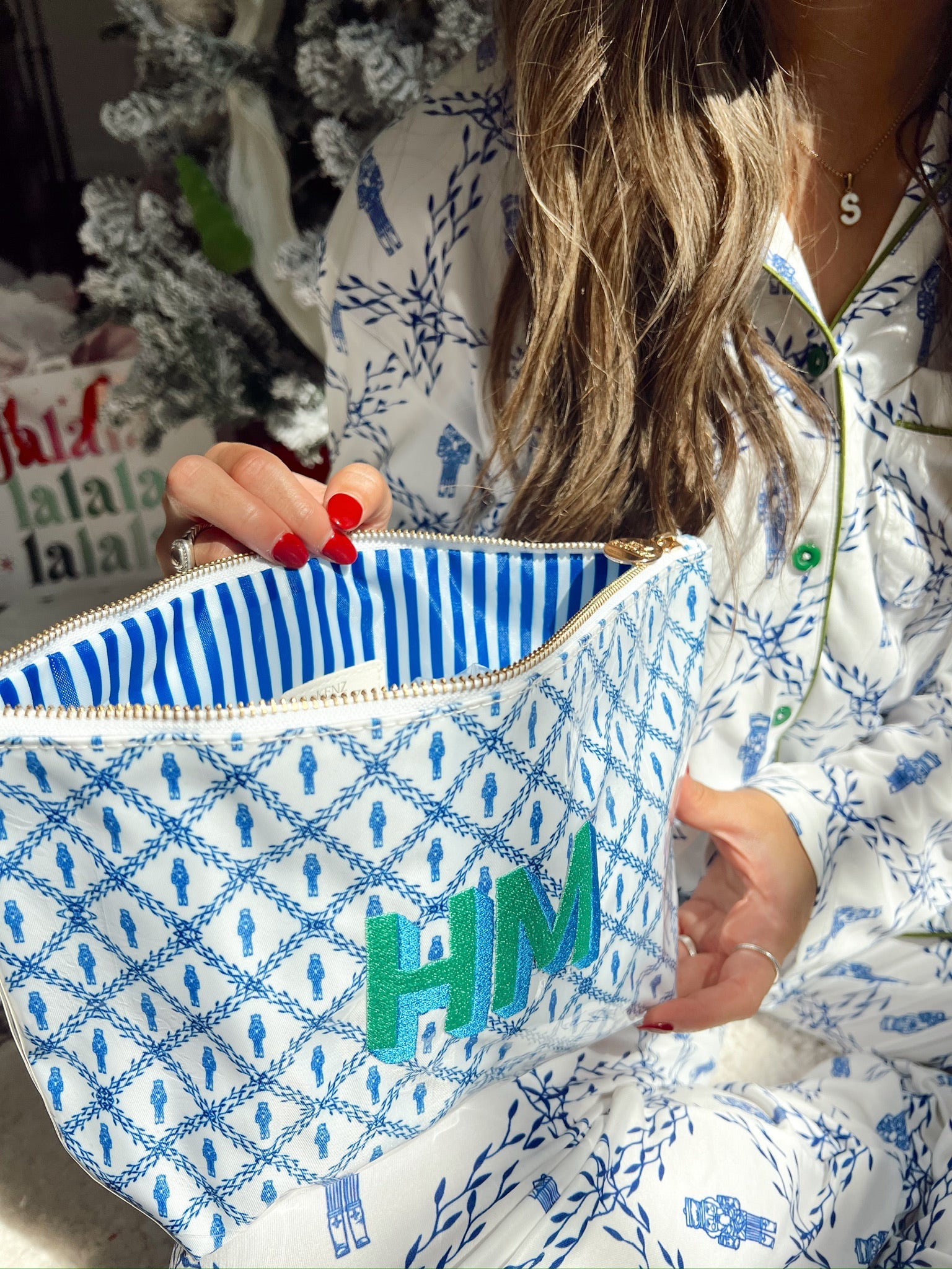 Blue Nutcracker Pajama Long Set