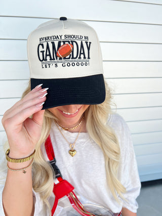 Hat Everyday Should Be Gameday - Black Vintage Trucker Hat