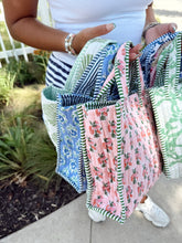 Tote Bag Quilted Block-Print Mini Tote Bag