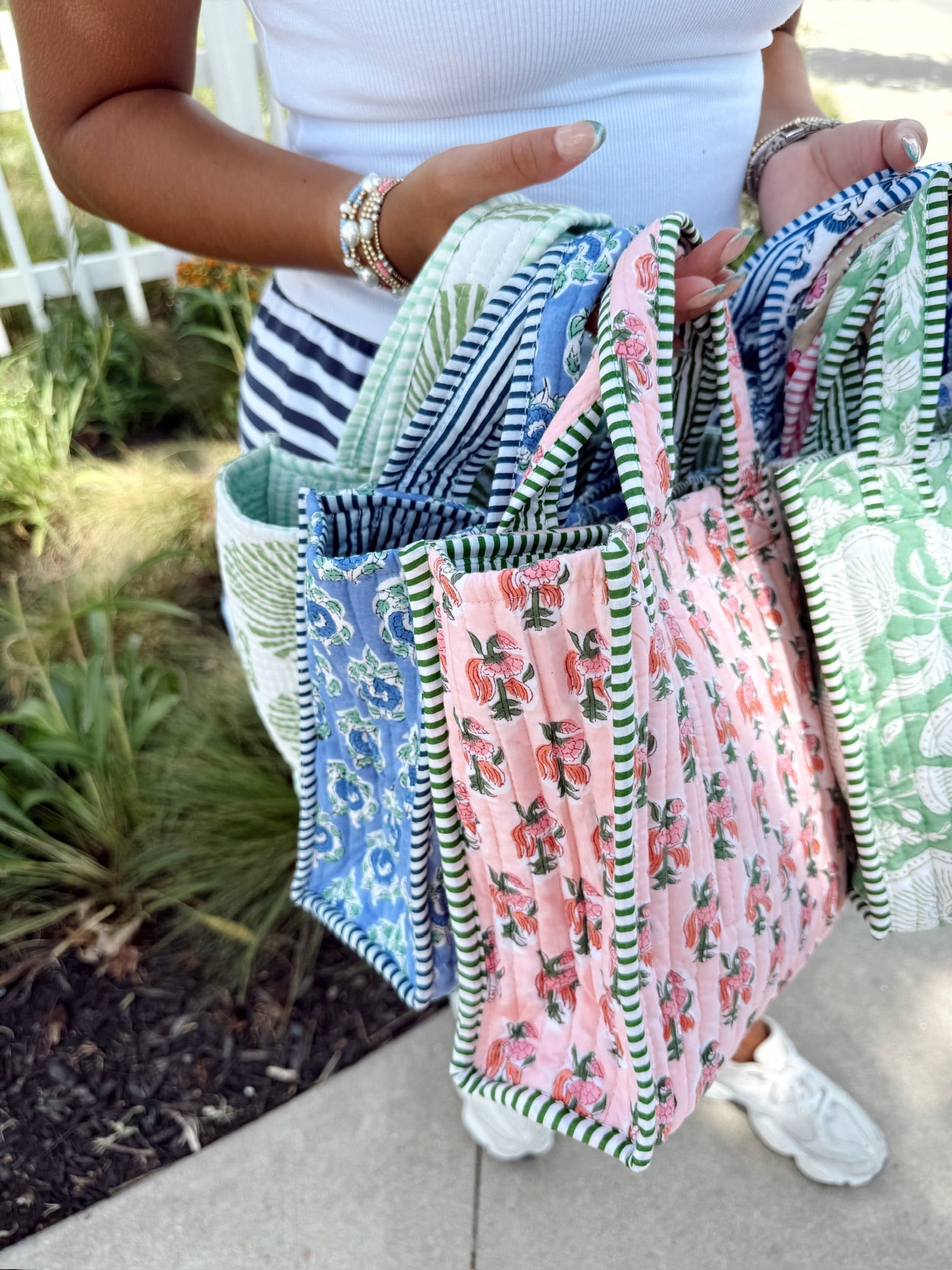 Tote Bag Quilted Block-Print Mini Tote Bag