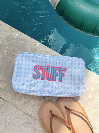 Travel Bag Stuff - Periwinkle Pebbles Clear Coat Large Bag