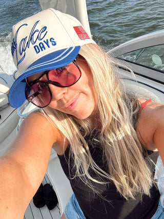 Hat More Lake Days - Royal Blue Vintage Trucker Hat