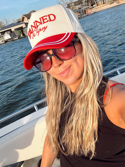 Tanned &amp; Tipsy - Red Vintage Trucker Hat