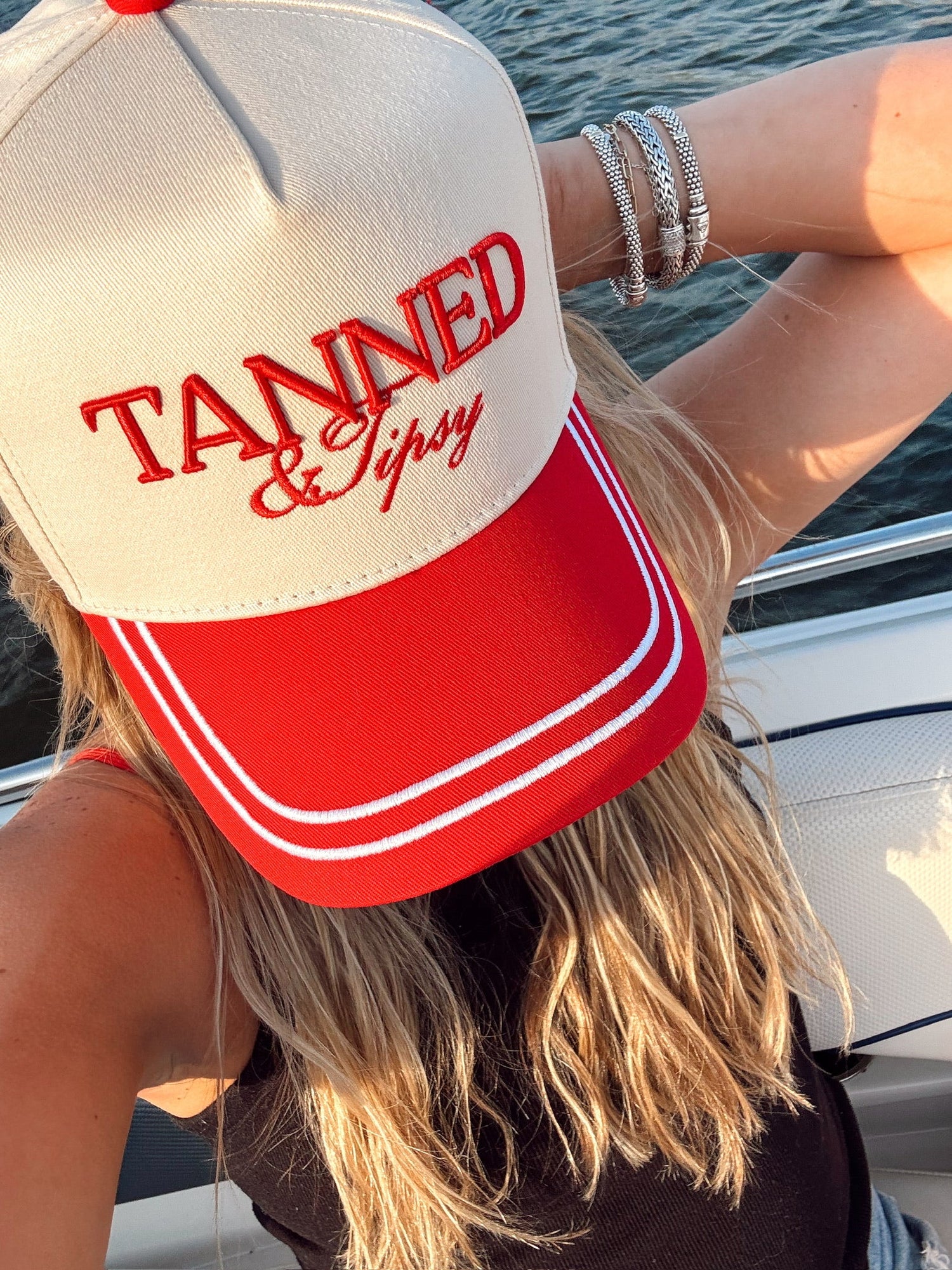 Tanned &amp; Tipsy - Red Vintage Trucker Hat