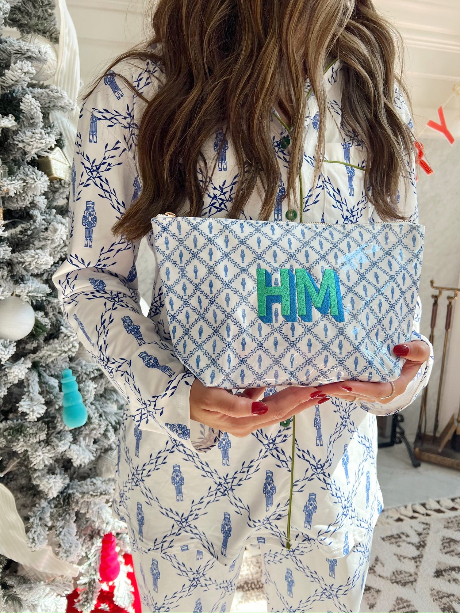 Blue Nutcracker Pajama Long Set