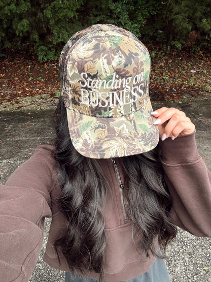 Hat Standing On Business Trucker Hat