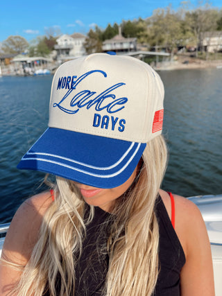 Hat More Lake Days - Royal Blue Vintage Trucker Hat