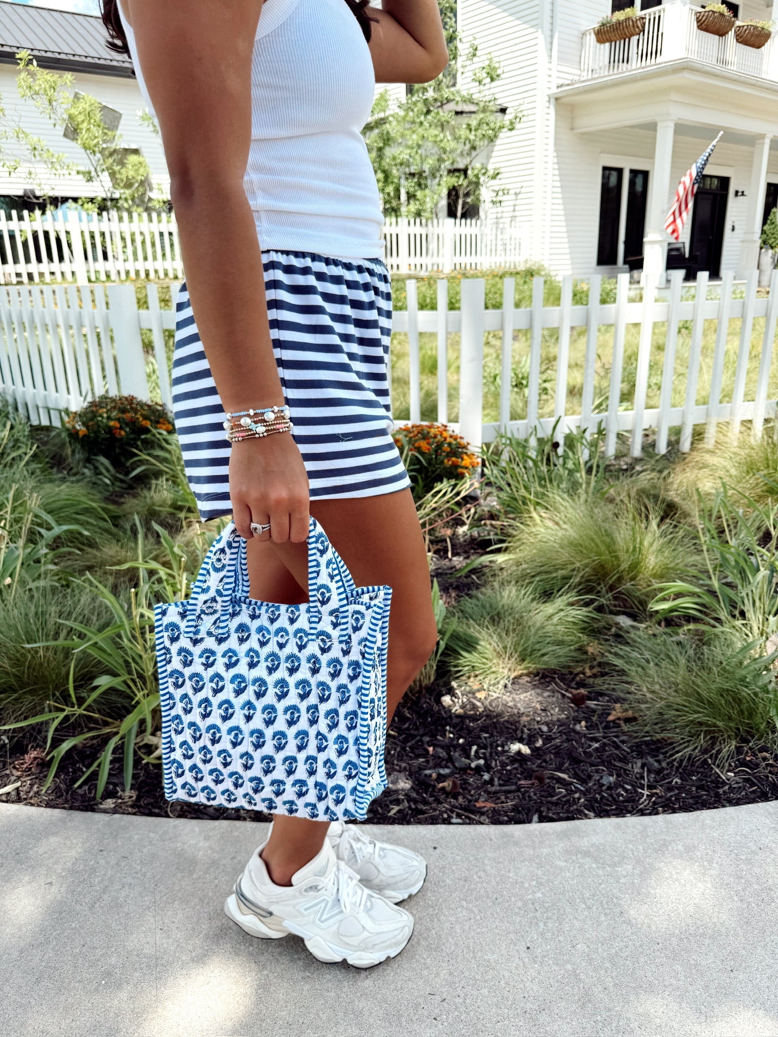 Tote Bag Quilted Block-Print Mini Tote Bag