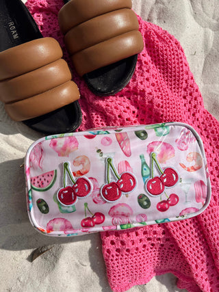 Travel Bag 3 Cherries - Pink Summer Spritz Clear Coat Large Bag