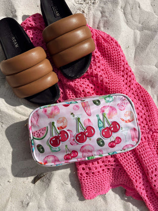 Travel Bag 3 Cherries - Pink Summer Spritz Clear Coat Large Bag
