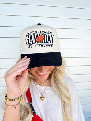 Hat Everyday Should Be Gameday - Black Vintage Trucker Hat