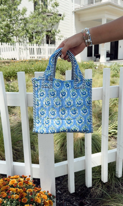 Tote Bag Quilted Block-Print Mini Tote Bag