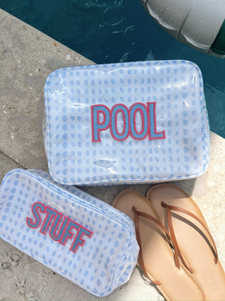 Travel Bag Stuff - Periwinkle Pebbles Clear Coat Large Bag