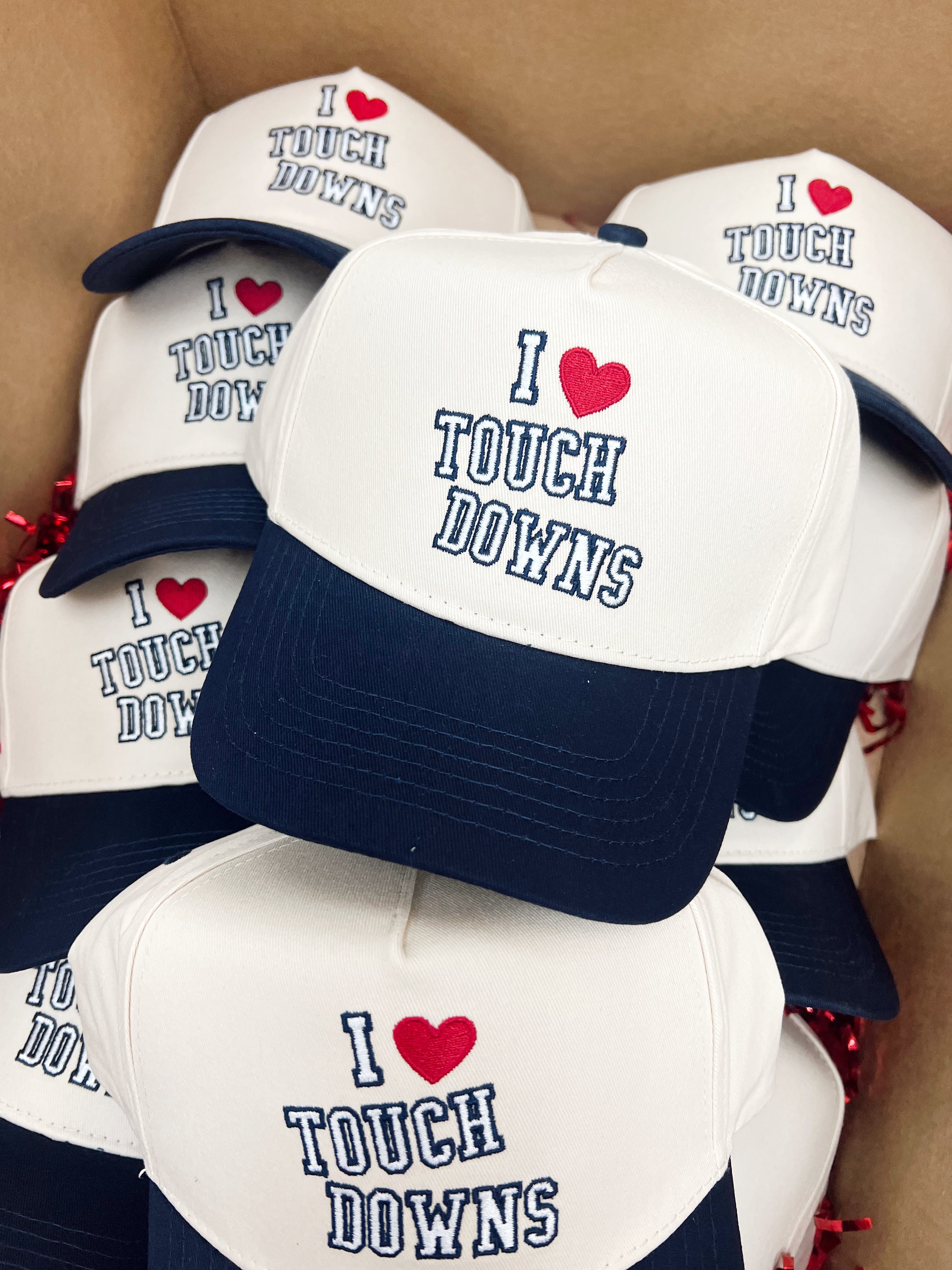 I Heart Touchdowns - Navy Vintage Trucker Hat