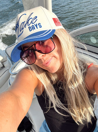Hat More Lake Days - Royal Blue Vintage Trucker Hat
